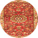 Machine Washable Medallion Orange Traditional Area Rugs, wshtr4473org