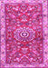 Machine Washable Medallion Pink Traditional Rug, wshtr4473pnk