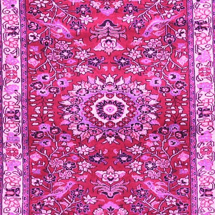 Machine Washable Medallion Pink Traditional Rug, wshtr4473pnk