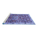 Sideview of Machine Washable Medallion Blue Traditional Rug, wshtr4473blu