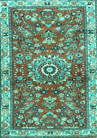 Medallion Turquoise Traditional Rug, tr4473turq