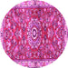 Round Medallion Pink Traditional Rug, tr4473pnk