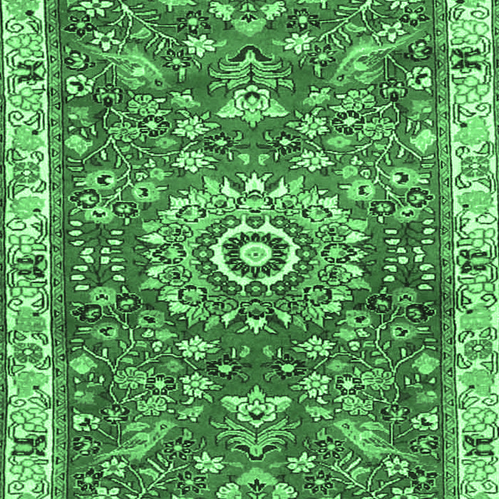 Machine Washable Medallion Emerald Green Traditional Area Rugs, wshtr4473emgrn