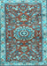 Machine Washable Medallion Light Blue Traditional Rug, wshtr4473lblu