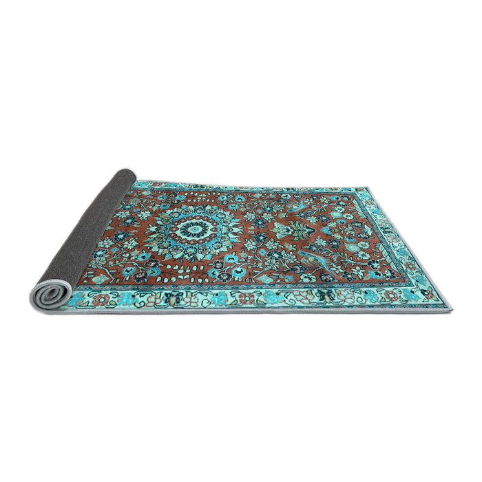 Sideview of Medallion Light Blue Traditional Rug, tr4473lblu