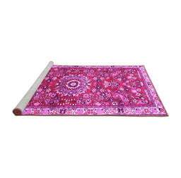 Sideview of Machine Washable Medallion Pink Traditional Rug, wshtr4473pnk