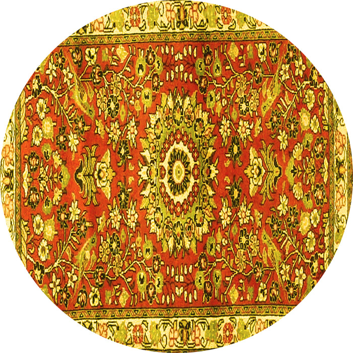 Round Medallion Yellow Traditional Rug, tr4473yw