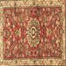 Square Machine Washable Medallion Brown Traditional Rug, wshtr4473brn