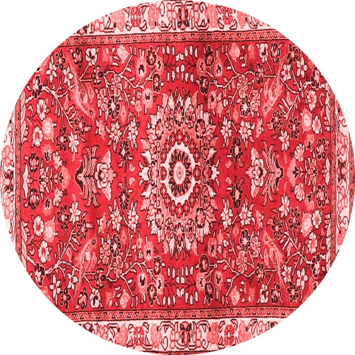 Machine Washable Medallion Red Traditional Rug, wshtr4473red