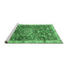 Sideview of Machine Washable Medallion Emerald Green Traditional Area Rugs, wshtr4473emgrn