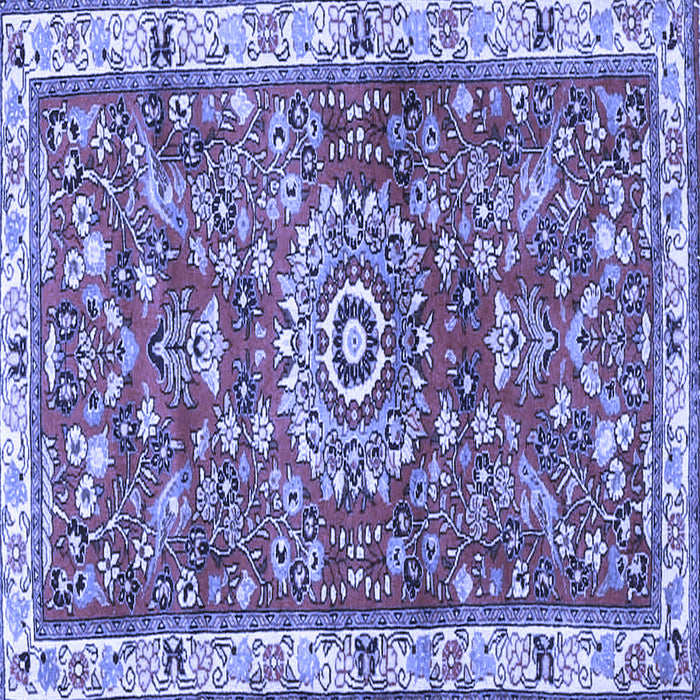 Square Machine Washable Medallion Blue Traditional Rug, wshtr4473blu
