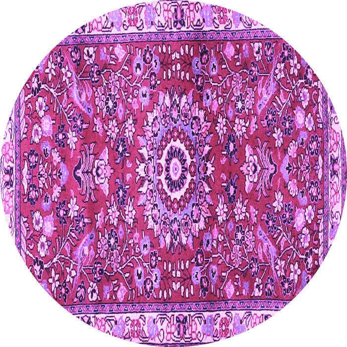 Round Medallion Purple Traditional Rug, tr4473pur