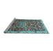 Sideview of Machine Washable Medallion Light Blue Traditional Rug, wshtr4473lblu