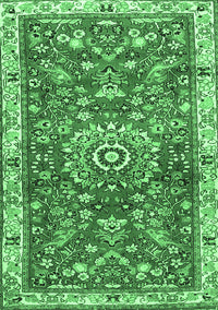 Medallion Emerald Green Traditional Rug, tr4473emgrn