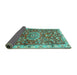 Sideview of Medallion Turquoise Traditional Rug, tr4473turq