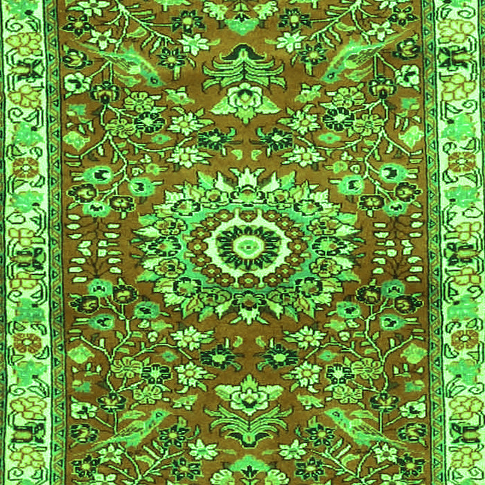 Serging Thickness of Machine Washable Medallion Green Traditional Area Rugs, wshtr4473grn