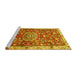 Sideview of Machine Washable Medallion Yellow Traditional Rug, wshtr4473yw