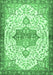 Machine Washable Medallion Emerald Green Traditional Area Rugs, wshtr4474emgrn