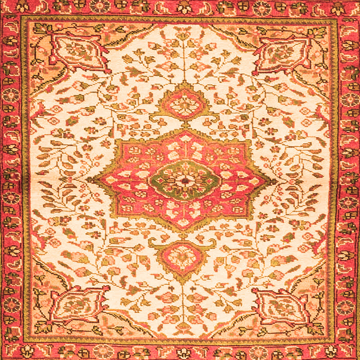 Serging Thickness of Medallion Orange Traditional Rug, tr4474org