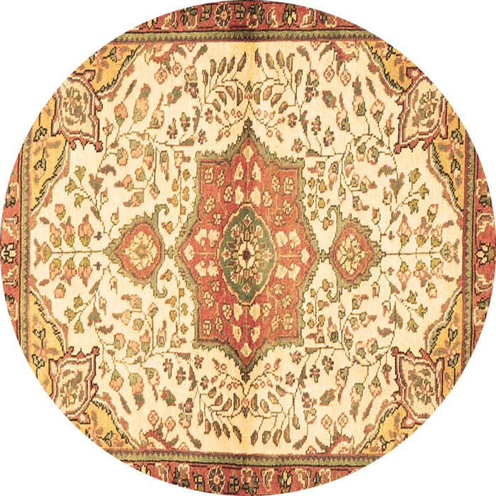 Round Medallion Brown Traditional Rug, tr4474brn