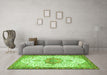 Machine Washable Medallion Green Traditional Area Rugs in a Living Room,, wshtr4474grn