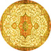 Round Medallion Yellow Traditional Rug, tr4474yw