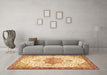 Machine Washable Medallion Brown Traditional Rug in a Living Room,, wshtr4474brn