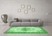 Machine Washable Medallion Emerald Green Traditional Area Rugs in a Living Room,, wshtr4474emgrn