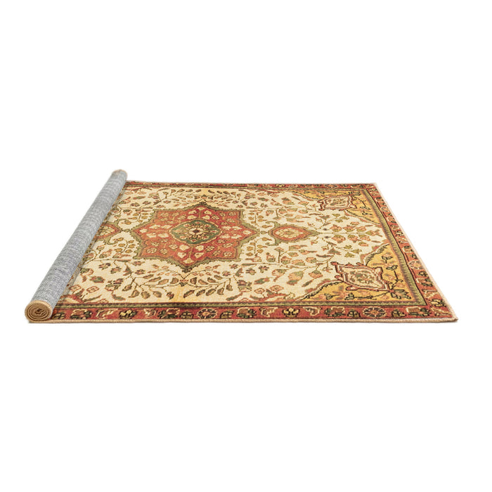 Sideview of Machine Washable Medallion Brown Traditional Rug, wshtr4474brn