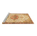 Sideview of Machine Washable Medallion Brown Traditional Rug, wshtr4474brn