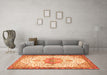 Machine Washable Medallion Orange Traditional Area Rugs in a Living Room, wshtr4474org