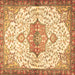 Square Machine Washable Medallion Brown Traditional Rug, wshtr4474brn