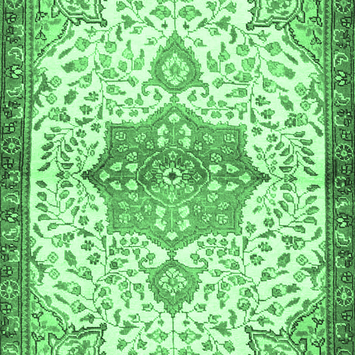 Medallion Emerald Green Traditional Rug, tr4474emgrn