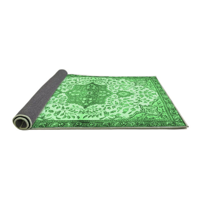 Sideview of Medallion Emerald Green Traditional Rug, tr4474emgrn