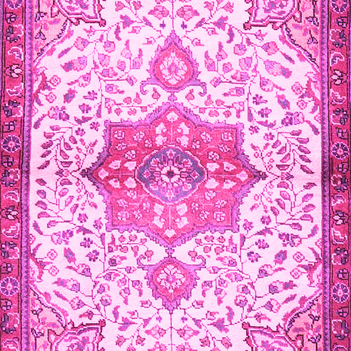 Machine Washable Medallion Pink Traditional Rug, wshtr4474pnk