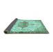 Sideview of Medallion Turquoise Traditional Rug, tr4474turq