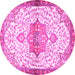 Round Medallion Pink Traditional Rug, tr4474pnk