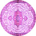 Round Medallion Purple Traditional Rug, tr4474pur