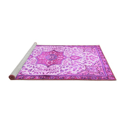Sideview of Machine Washable Medallion Purple Traditional Area Rugs, wshtr4474pur