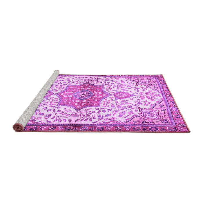 Sideview of Machine Washable Medallion Purple Traditional Area Rugs, wshtr4474pur