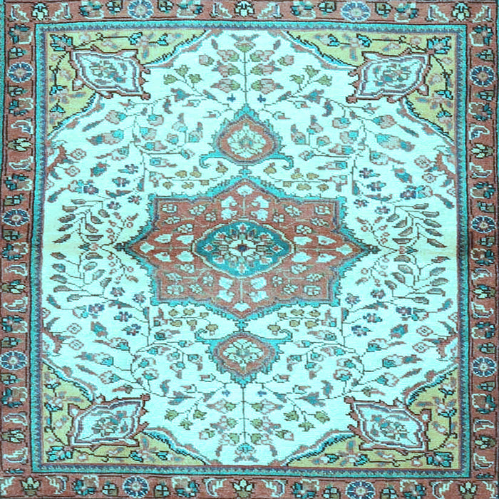 Square Medallion Light Blue Traditional Rug, tr4474lblu