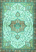 Machine Washable Medallion Turquoise Traditional Area Rugs, wshtr4474turq