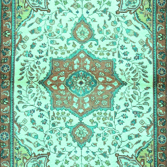 Machine Washable Medallion Turquoise Traditional Area Rugs, wshtr4474turq