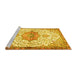 Sideview of Machine Washable Medallion Yellow Traditional Rug, wshtr4474yw