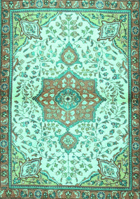 Medallion Turquoise Traditional Rug, tr4474turq