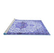 Sideview of Machine Washable Medallion Blue Traditional Rug, wshtr4474blu