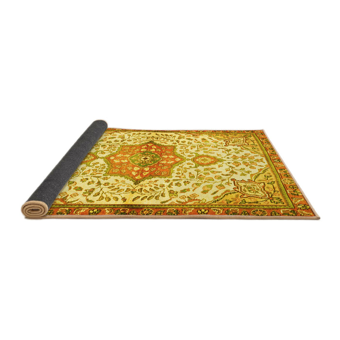 Sideview of Medallion Yellow Traditional Rug, tr4474yw