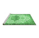 Sideview of Machine Washable Medallion Emerald Green Traditional Area Rugs, wshtr4474emgrn