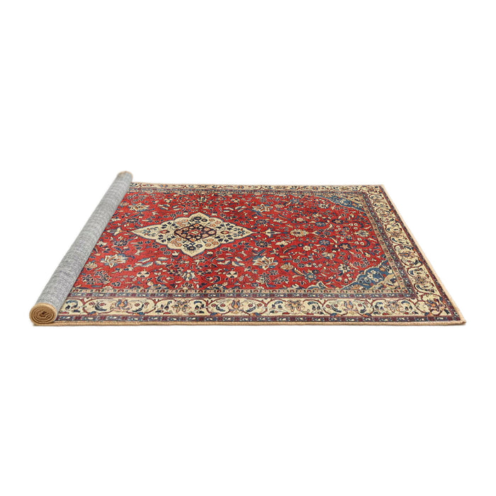 Sideview of Machine Washable Traditional Red Rug, wshtr4475