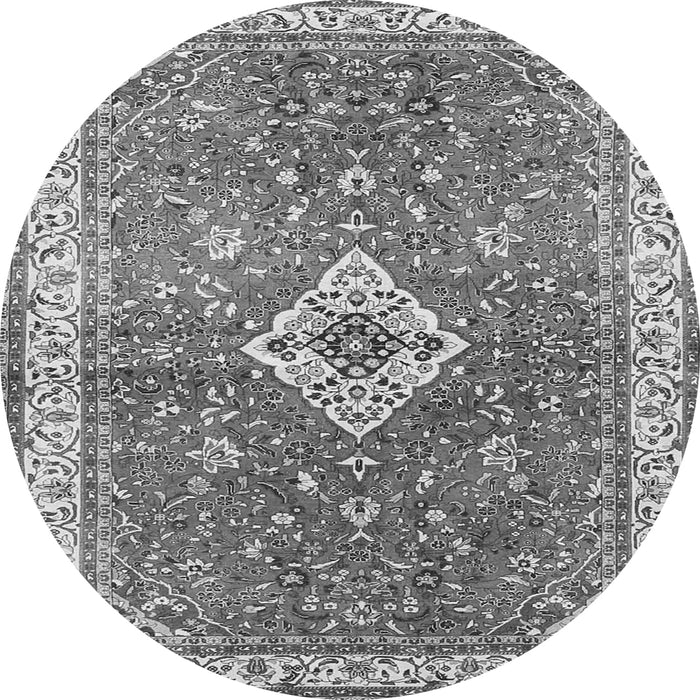 Machine Washable Medallion Gray Traditional Rug, wshtr4475gry
